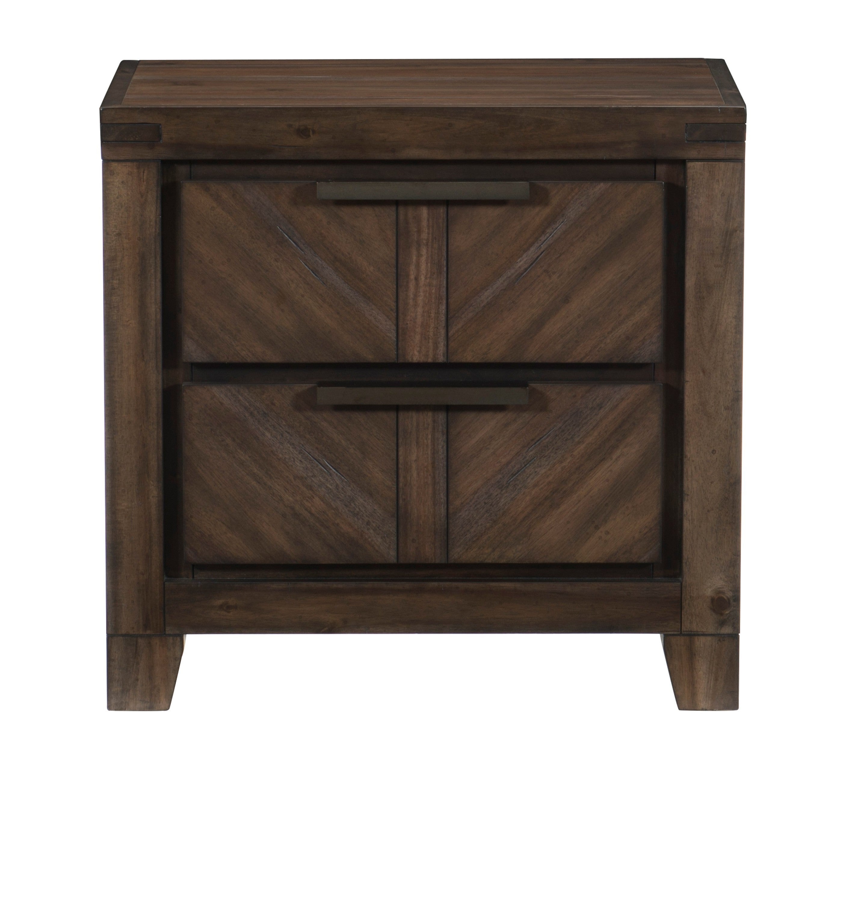 Modern-Rustic Design Wooden Nightstand - Distressed Espresso Finish