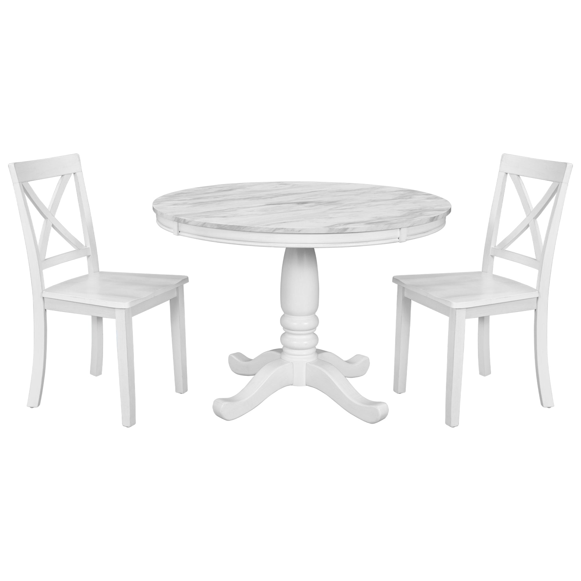 5 Pieces Dining Table and Chairs Set for 4 Persons - White