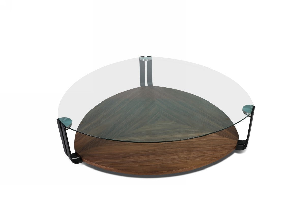 Luxury Coffee Glass Table - Walnut