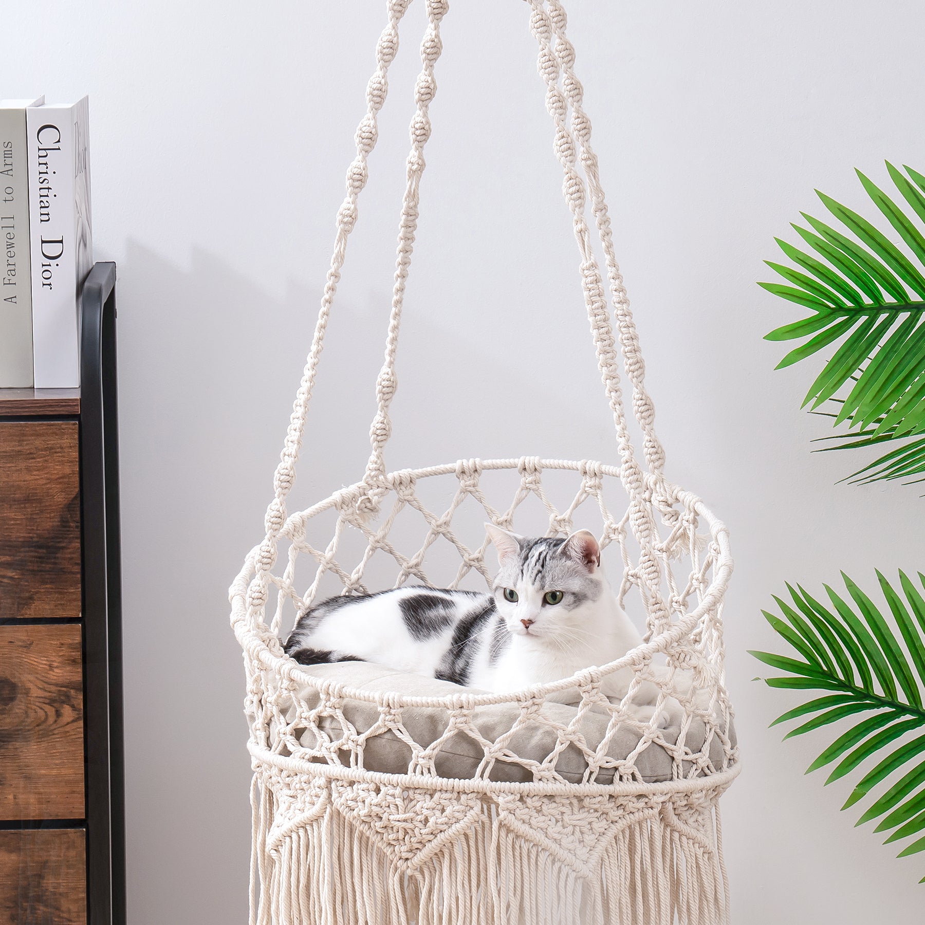 Boho Cat Hammock, Hanging Cat Bed Swing for Indoor Cats