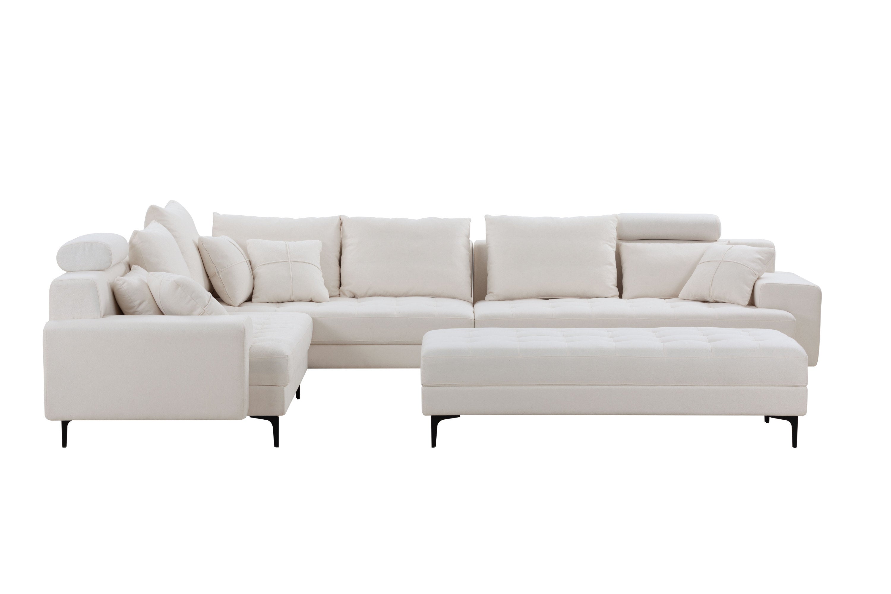 L-Shaped Sectional Sofa Couch Set with Ottoman for Living Room Apartment Home Hotel