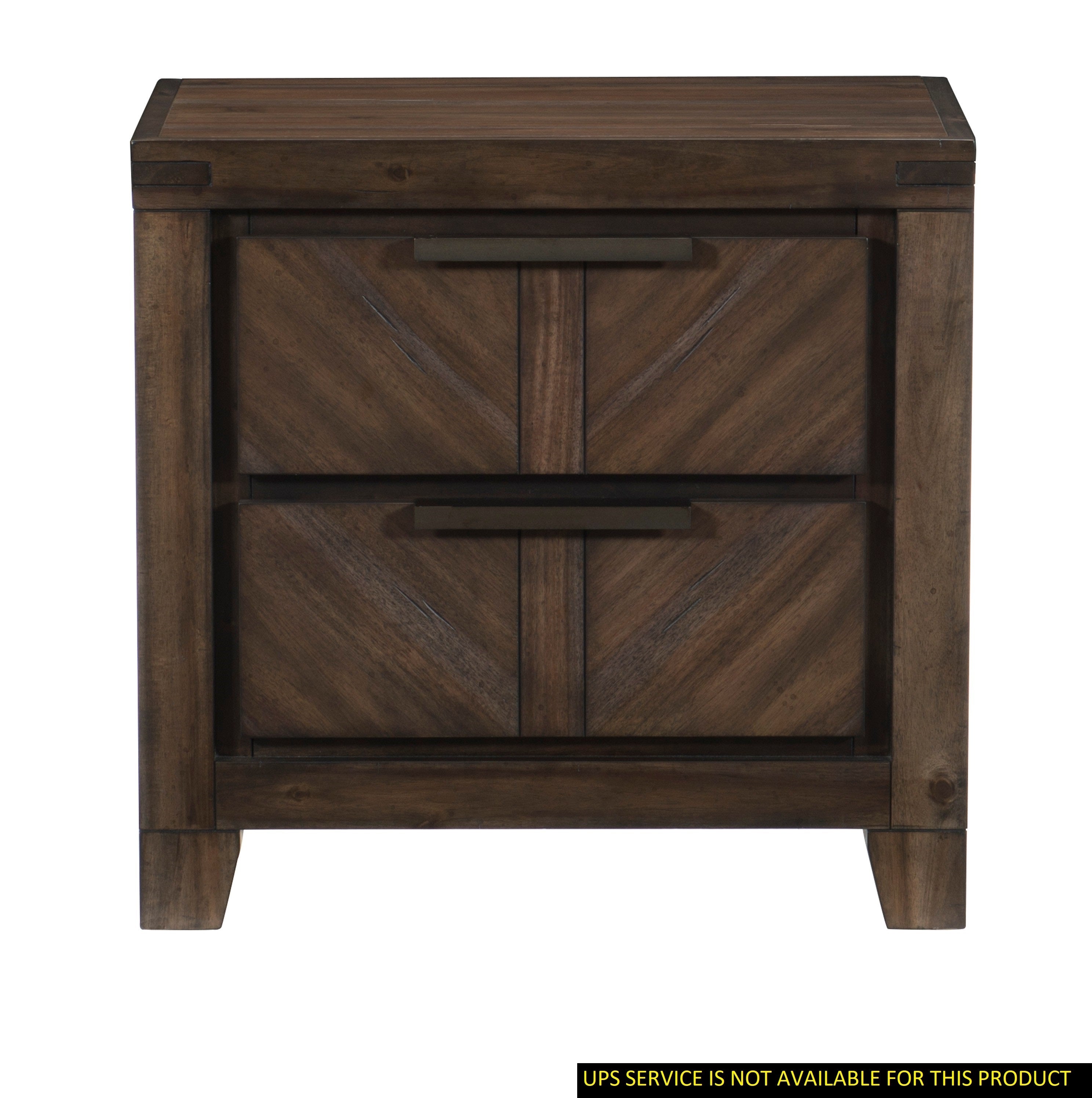 Modern-Rustic Design Wooden Nightstand - Distressed Espresso Finish