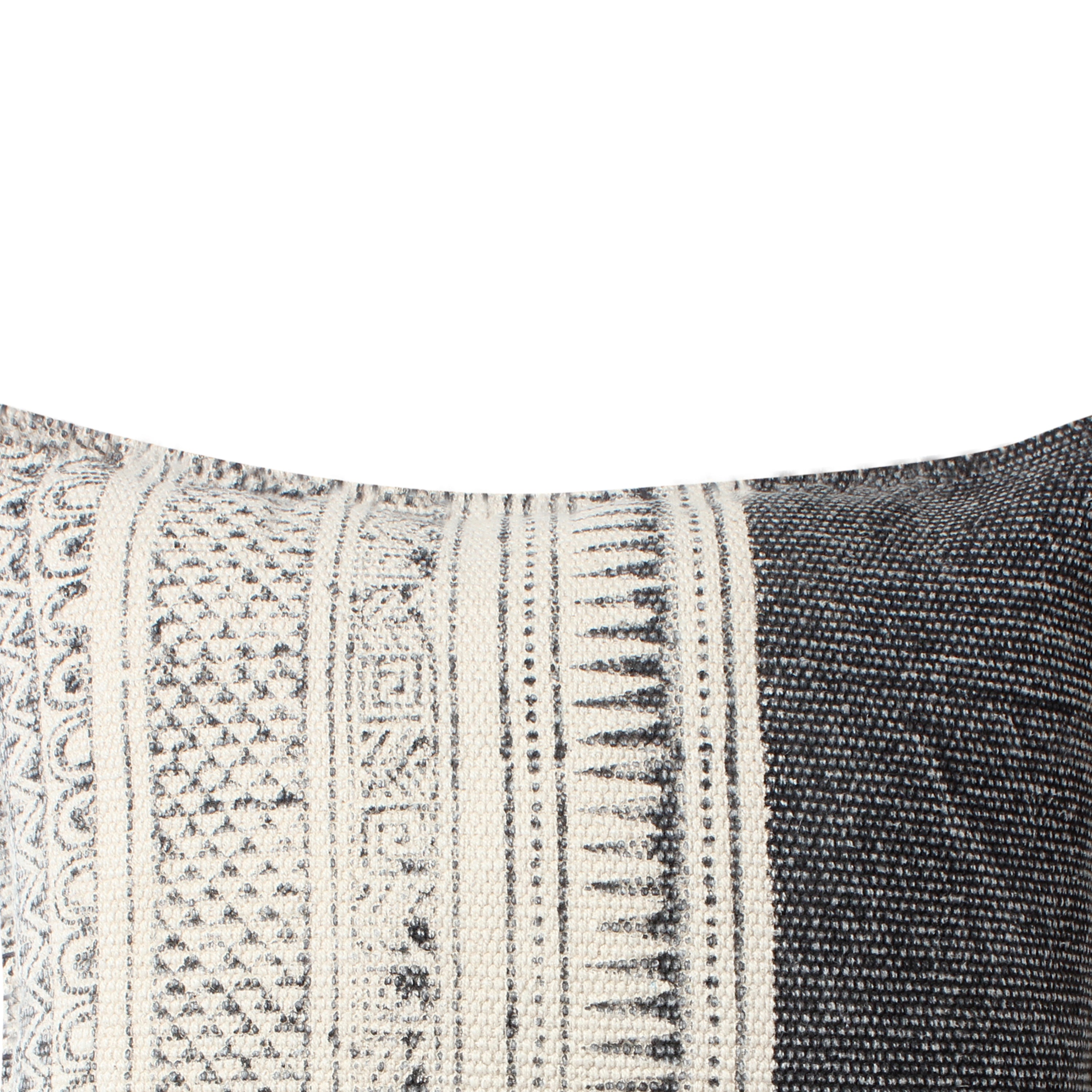 Square Handwoven Accent Throw Pillow, Polycotton Dhurrie, Kilim Pattern - White & Gray