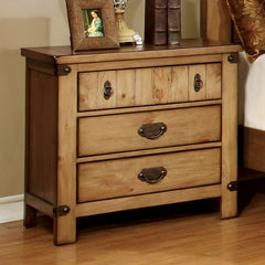 Cottage Style Weathered Elm 1pc Nightstand USB Charger/Power Outlet - Natural