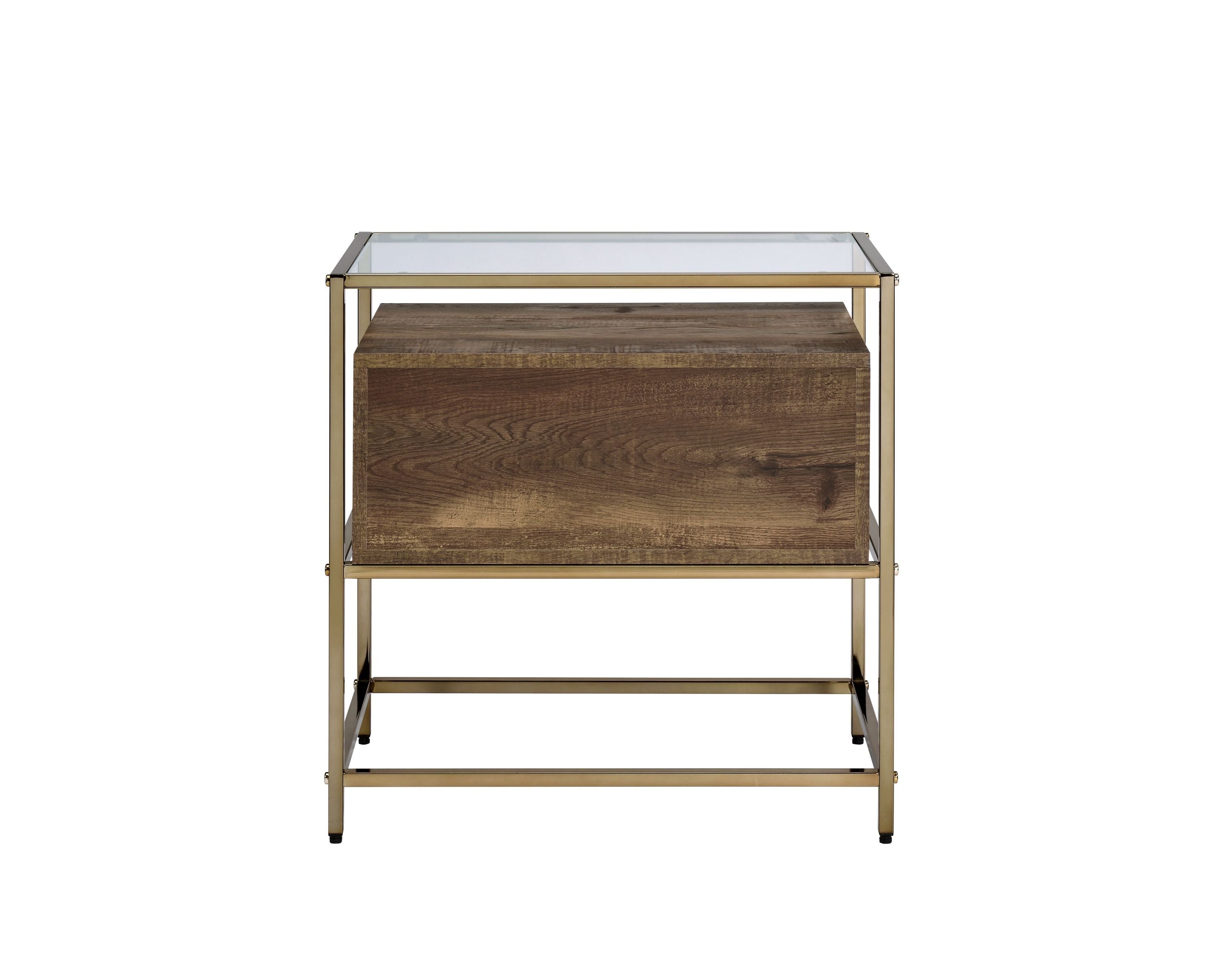 Modern Accent Table - Walnut & Champagne Finish