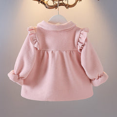 Baby Velvet Winter Coat, Semi-Synthetic Fiber Body with Decorate Frills