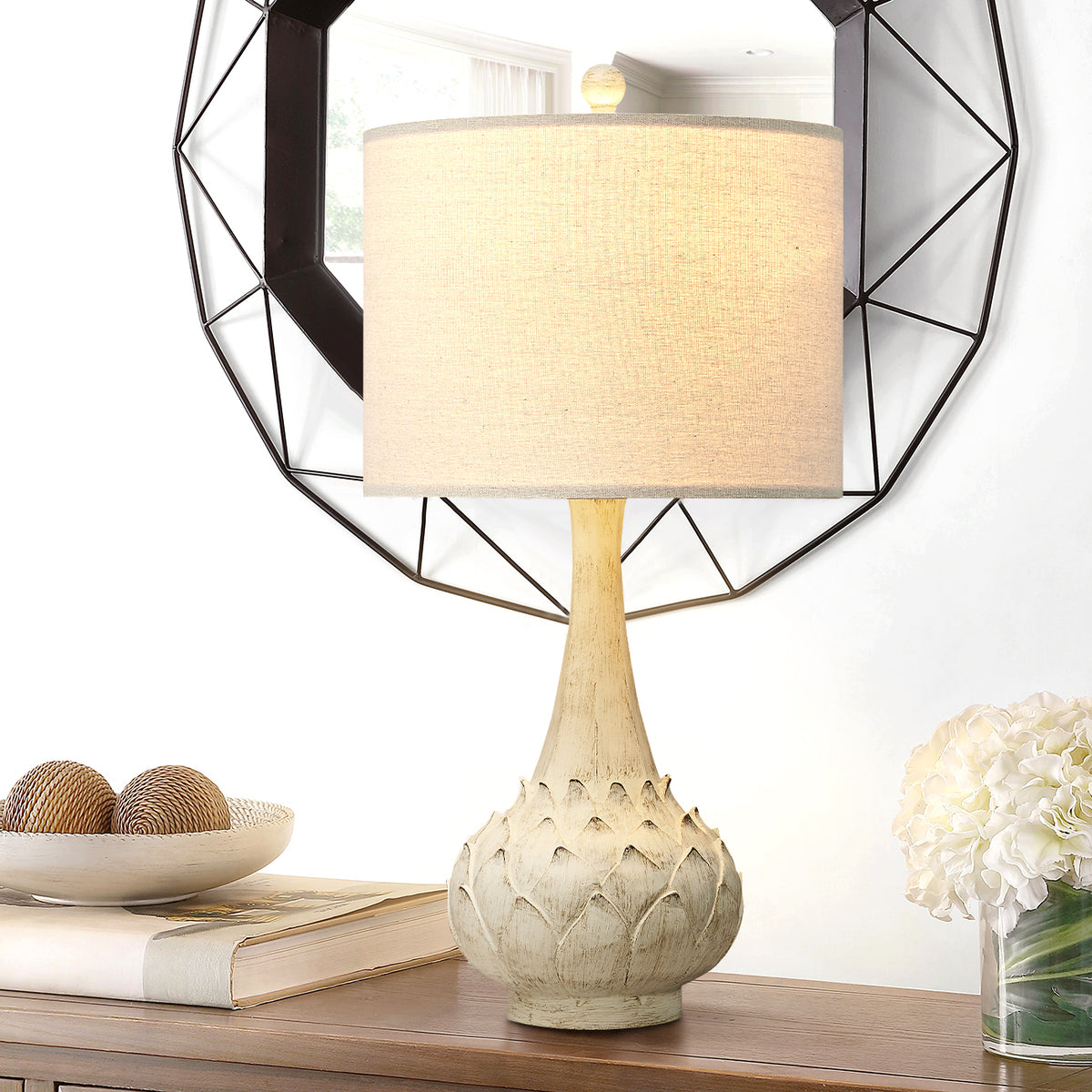 Leaf Resin Table Lamp - Beige