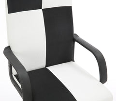 Chessboard office chair with adjustable backrest armrest- Black and White