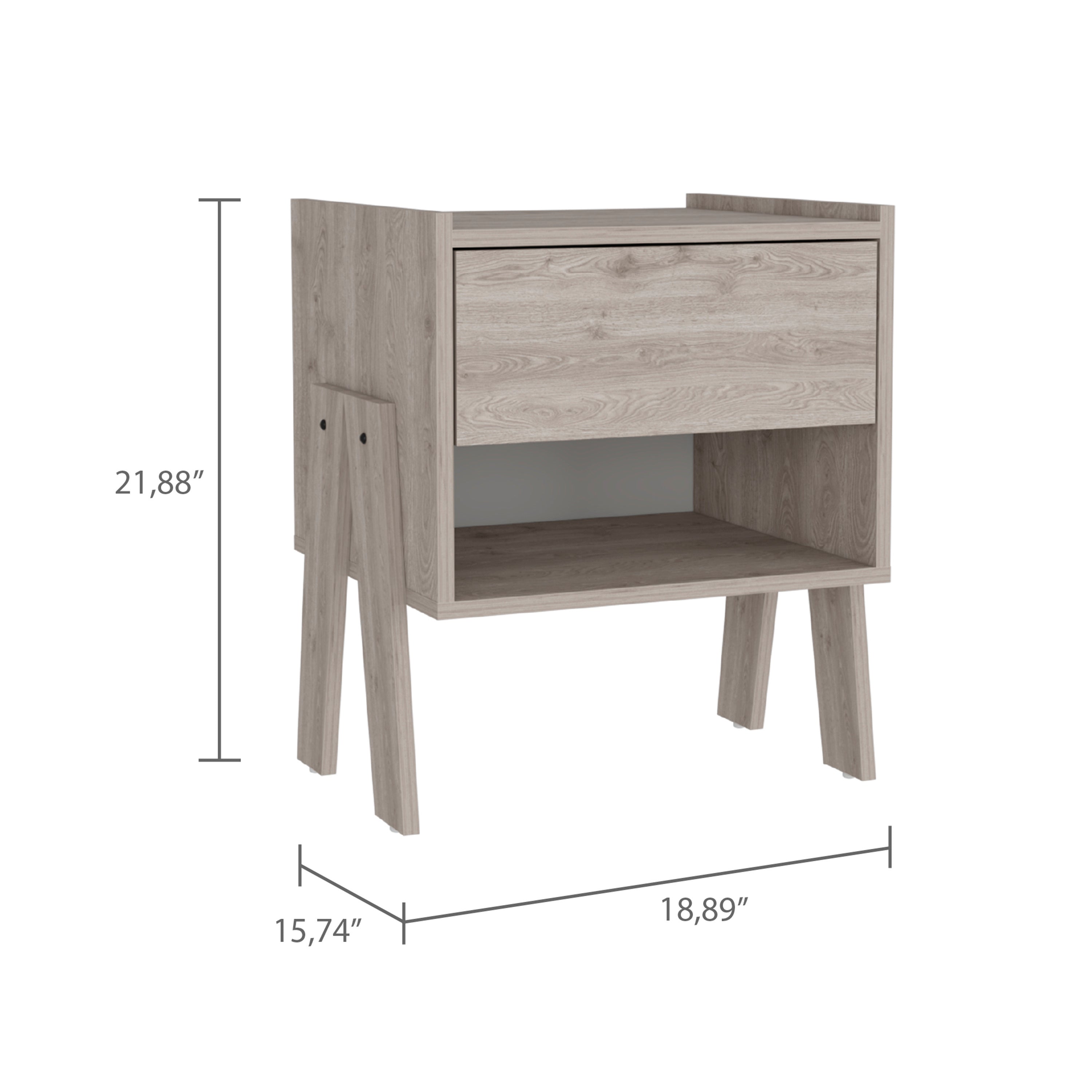 Hosley 1-Drawer 1-Shelf Nightstand - Light Grey