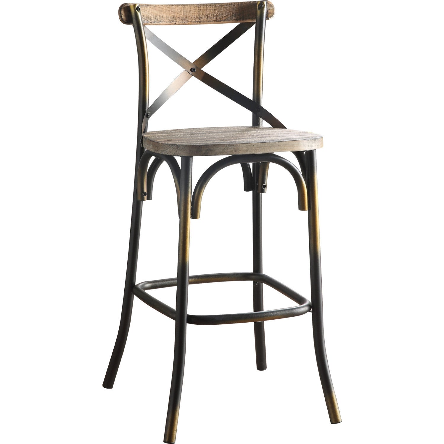 Rustic Bar Chair (1Pc) - Antique Copper & Antique Oak