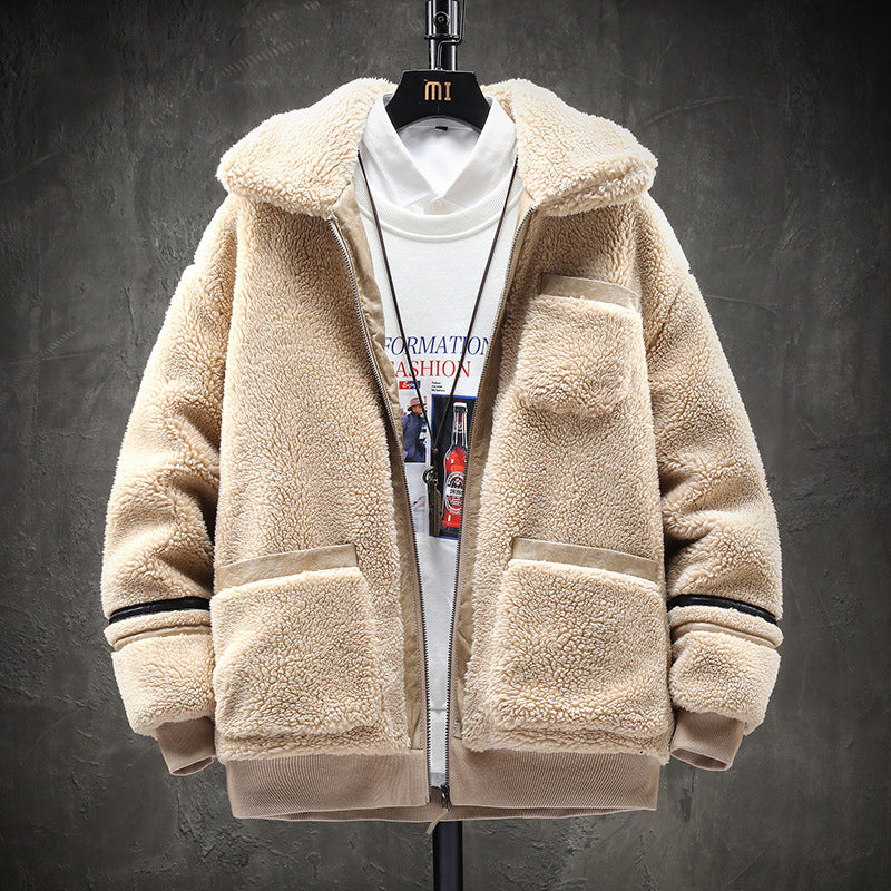 Men Cardigan Khaki Coat