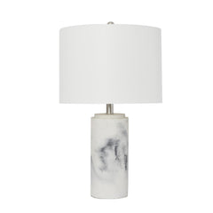 Marble Finish Table Lamp with White Fabric Drum Shade