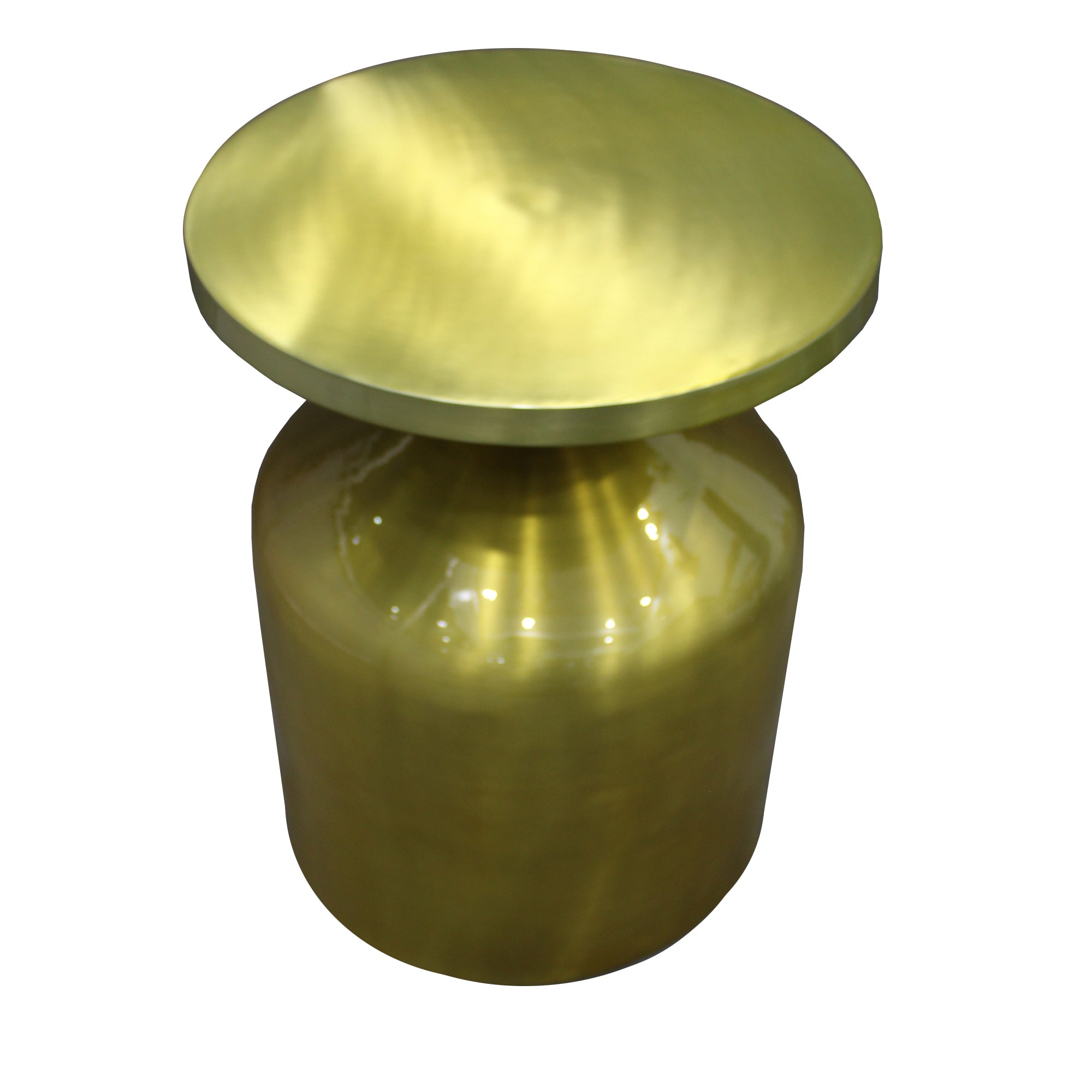 24 Inch Metal Frame End Table with Round Top and Bottle Shape Base - Gold