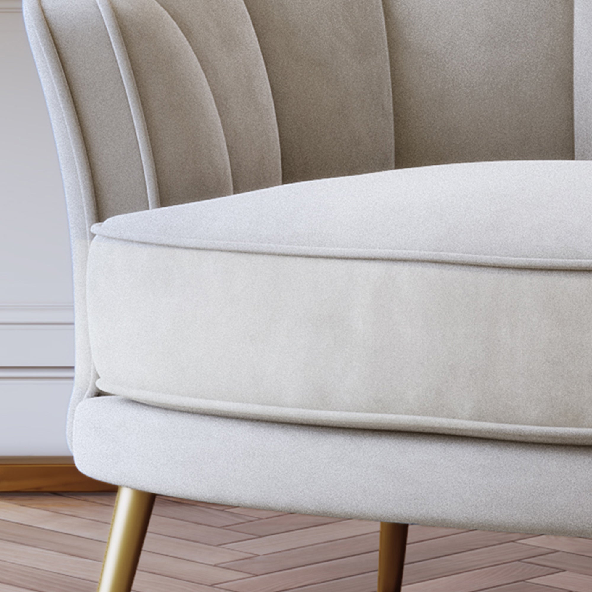 Modern Velvet Accent Barrel Chair - Beige