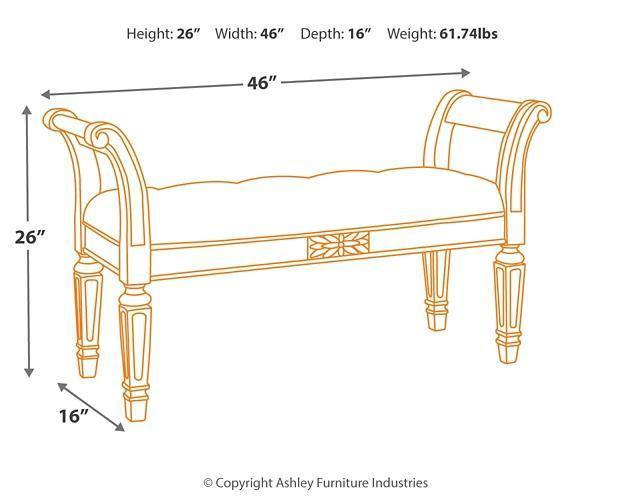 French Style Traditional Accent Bench - Antique White