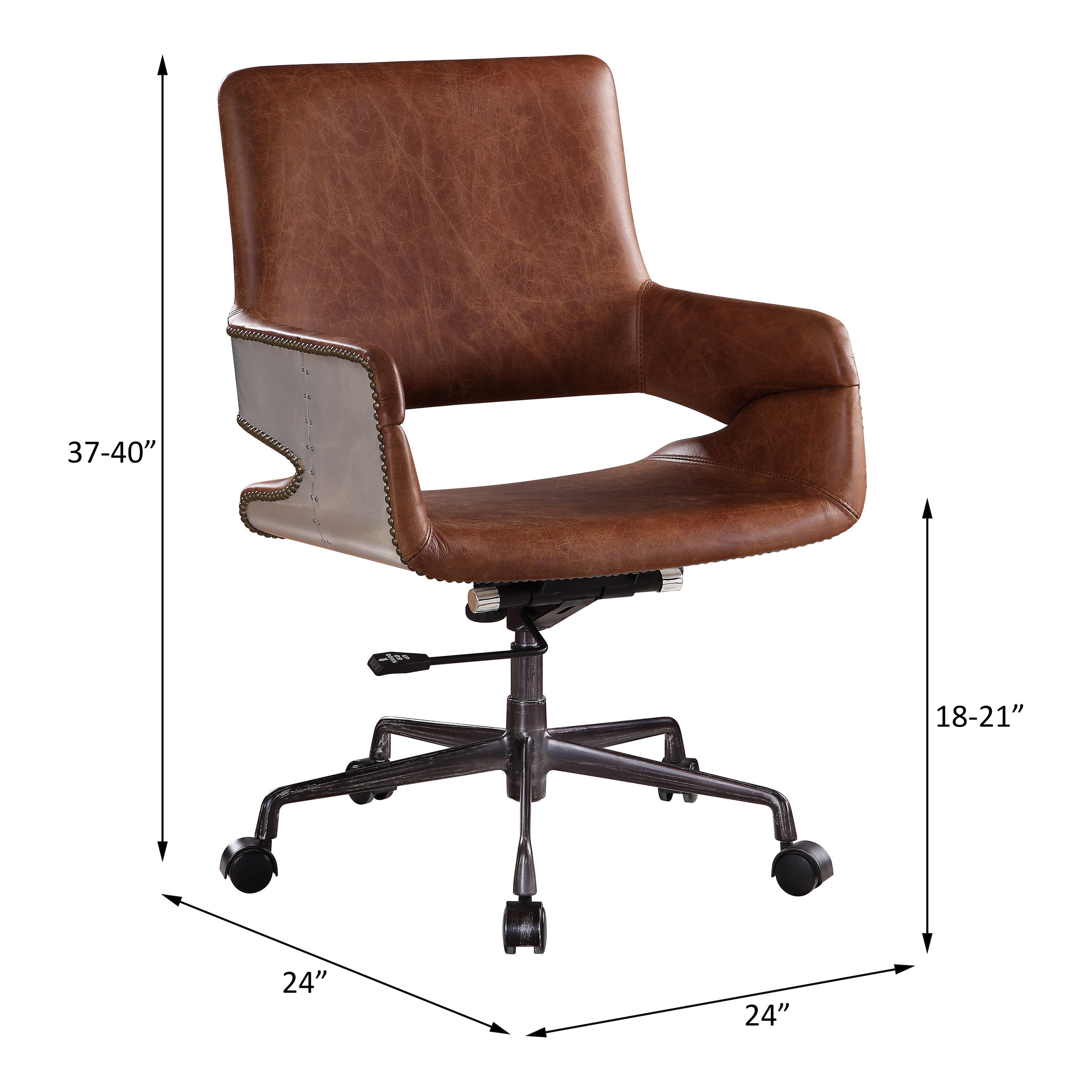 Vintage Office Chair, Top Grain Leather - Cocoa Brown