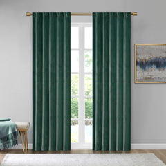 Room Darkening Poly Velvet Rod Pocket/Back Tab Curtain Panel Pair - Green