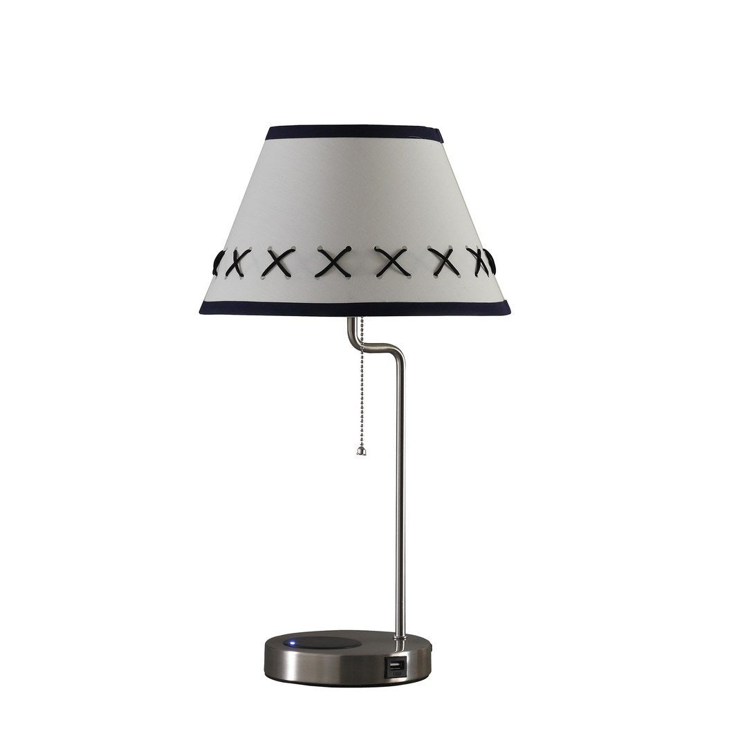 20-Inch Shelby Modern Craft Table Lamp w/ USB / Charging Station - White/ Black