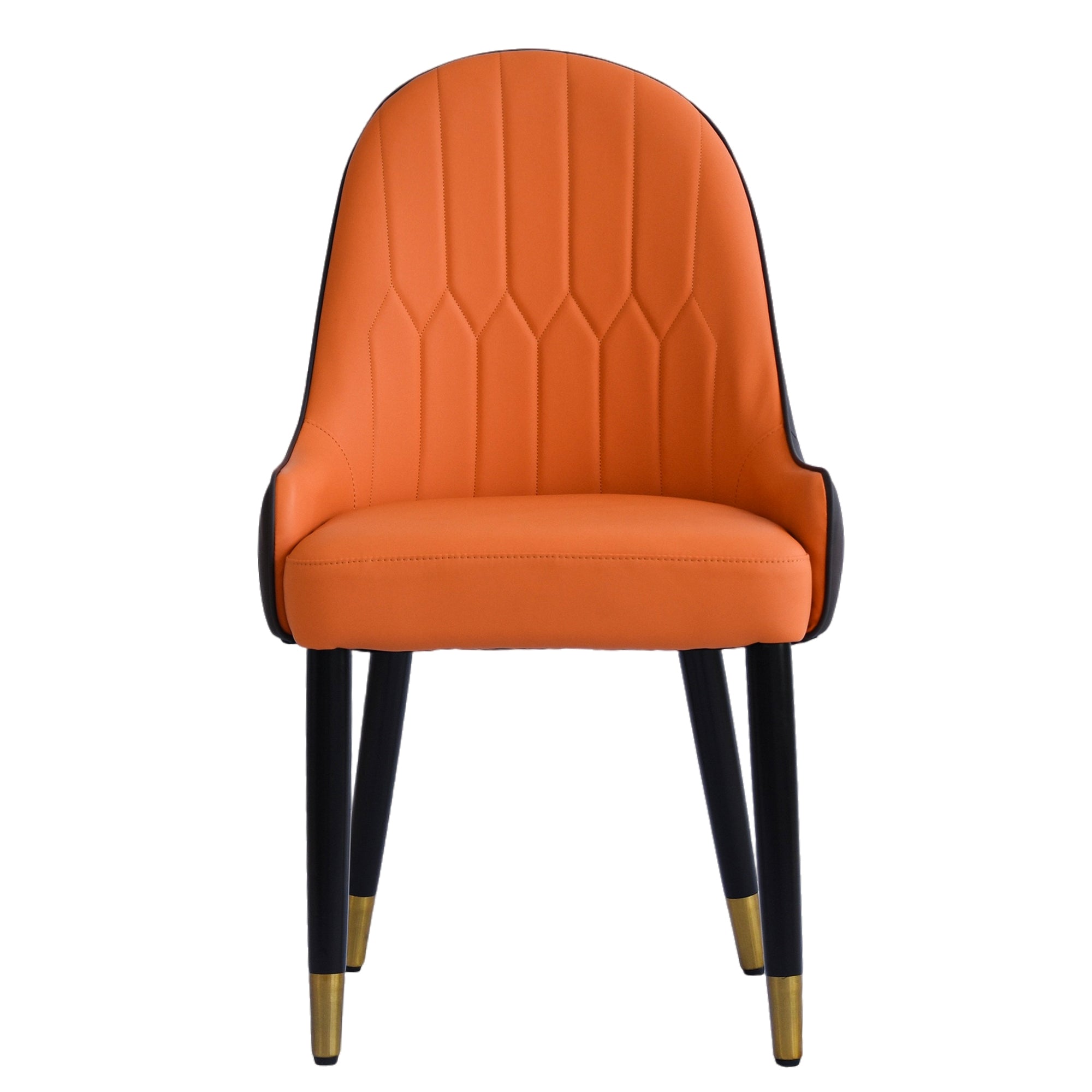 Modern PU Sponge-filled Dining Chairs (Set of 2) - Black and Orange