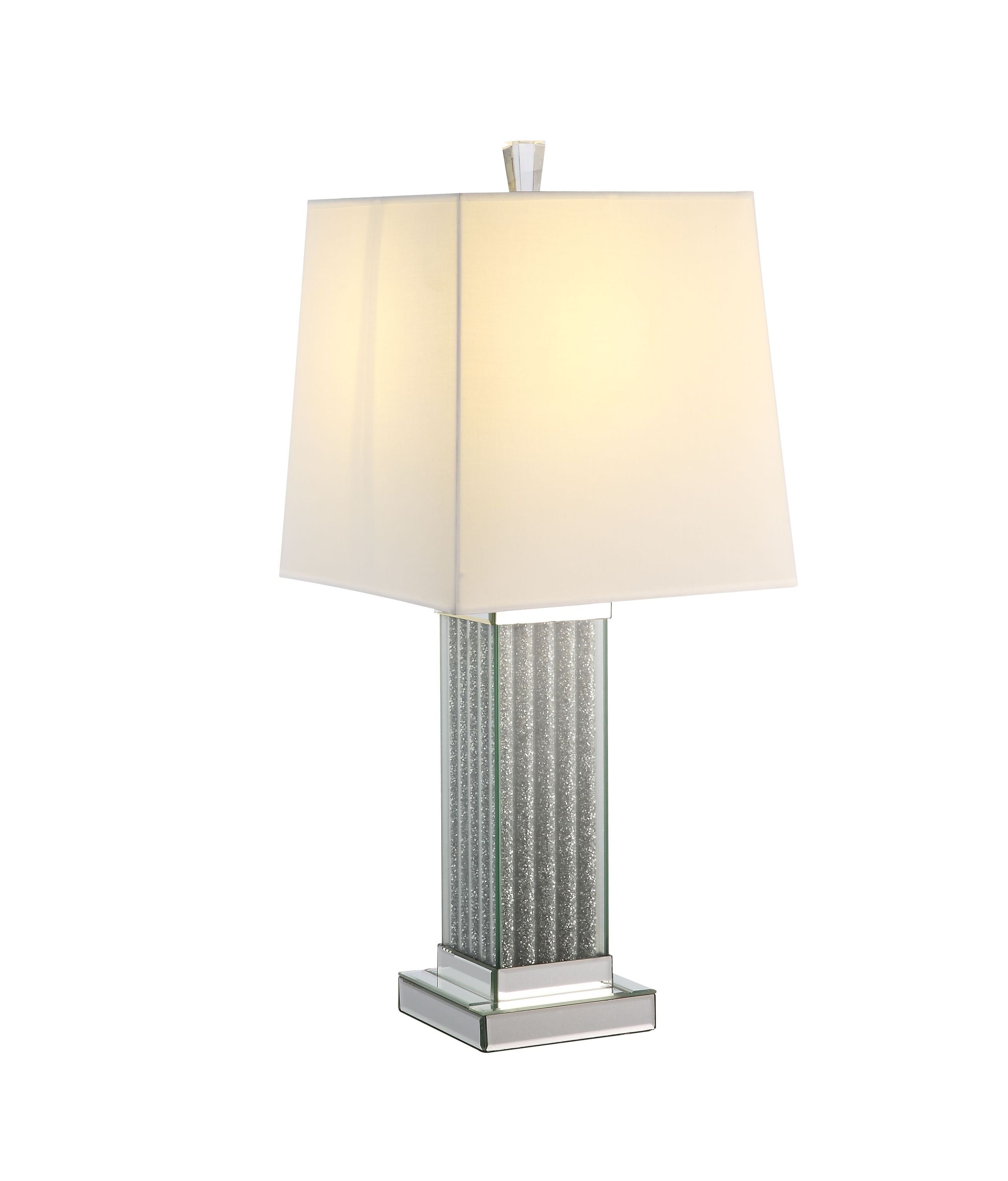 Silver Table Lamp - Mirrored & Faux Stones