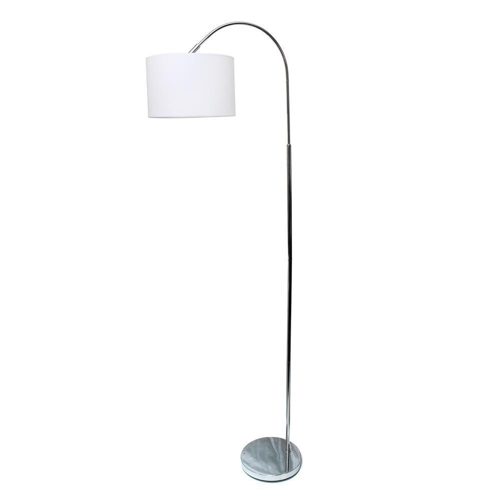 Brushed Nickel Arched Floor Lamp - White Shade