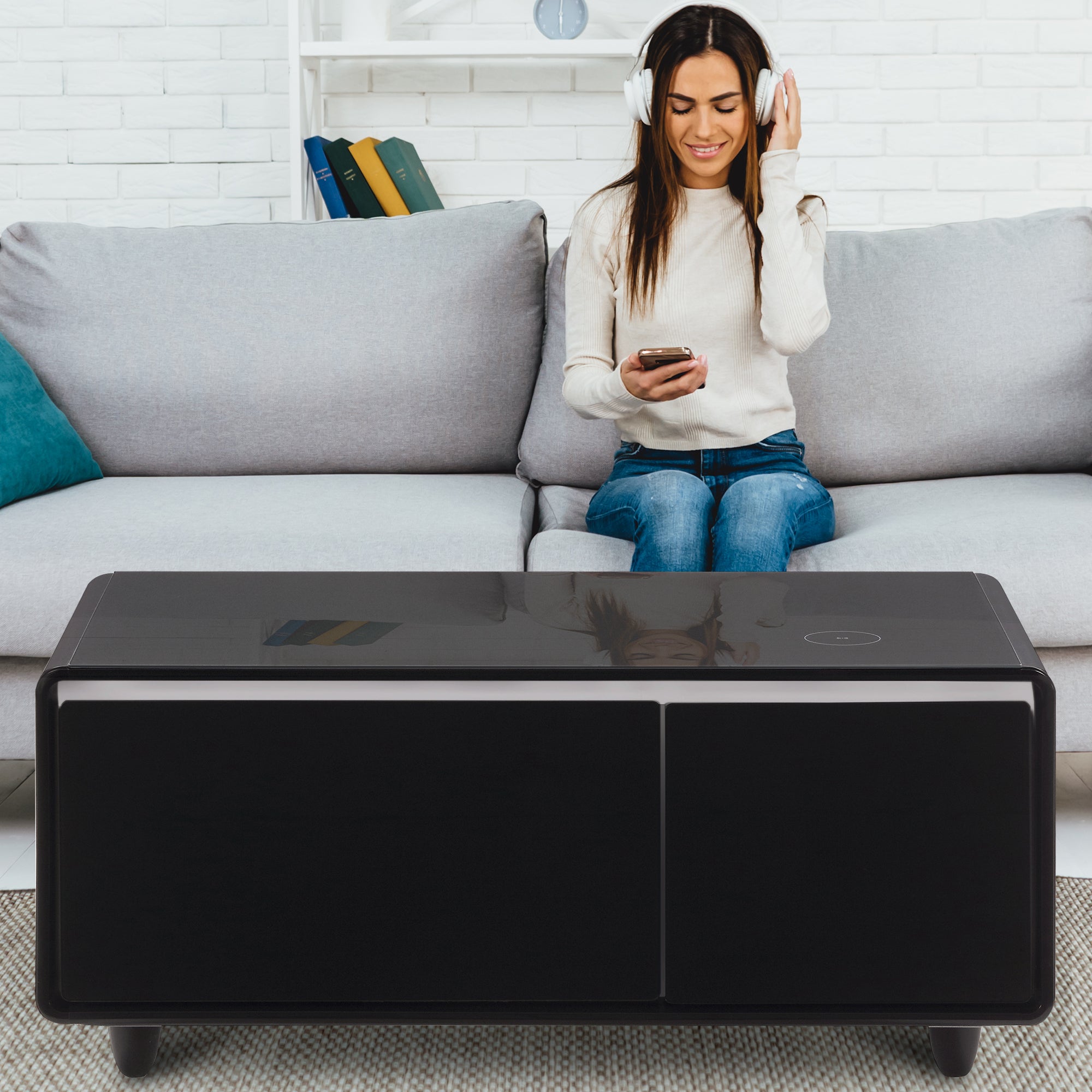 Modern coffee table with fridge