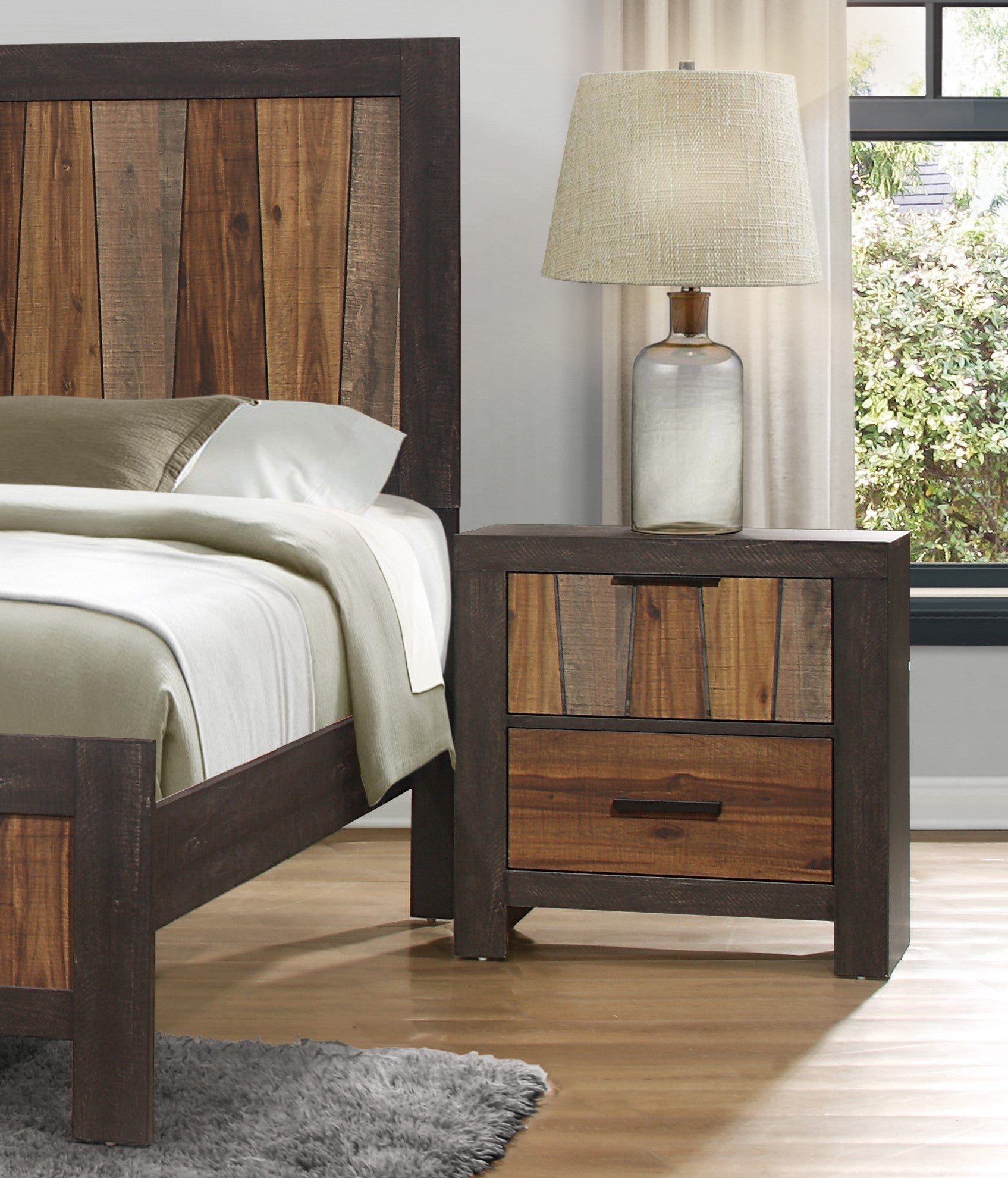 Nightstand Multi-Tone Wire Brushed Finishes