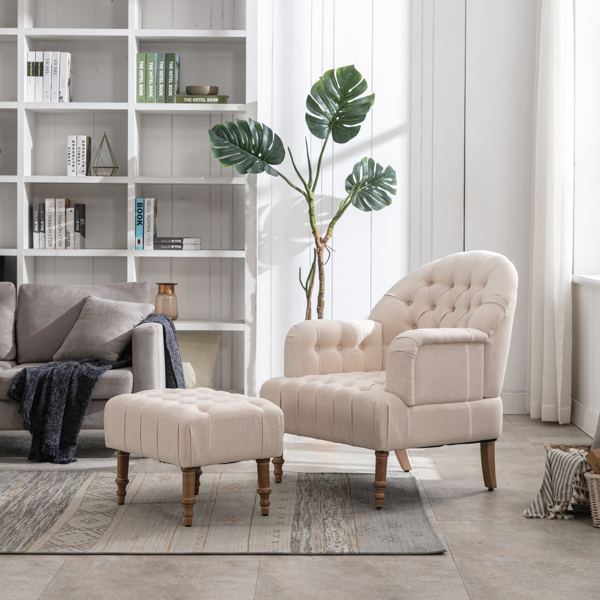 Beige Accent Tufted Chair