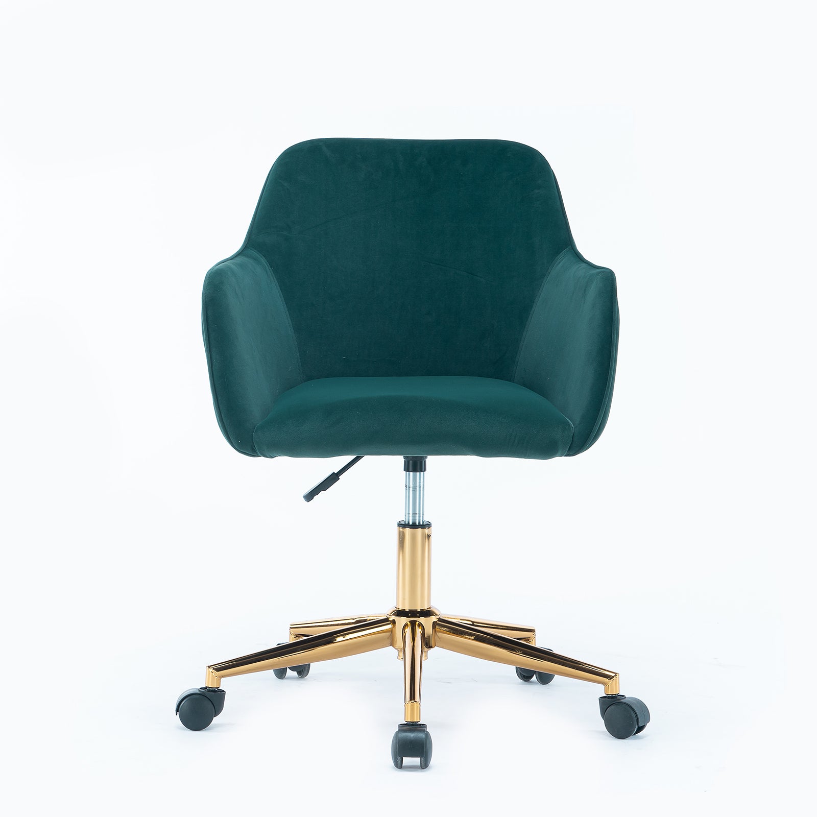 Modern Velvet Fabric Material Adjustable Height 360 revolving with Gold Metal Legs - Dark Green