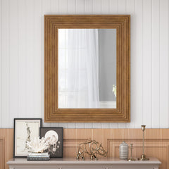 31.50" Rectangle Decorative Wall Hanging Mirror - Brown