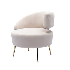 Barell Accent Chair - White with  Golden  feet