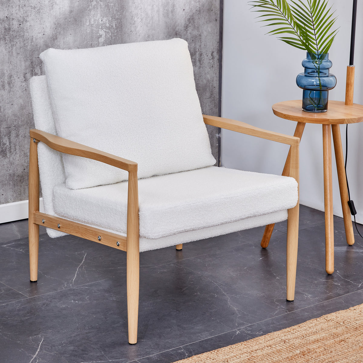 Teddy Velvet Accent Arm Chair Mid Century Modern - White