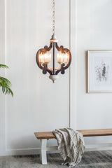 Wood Chandelier 6- Light Farmhouse Pendant Lighting Natural Wood Hanging Light Fixture