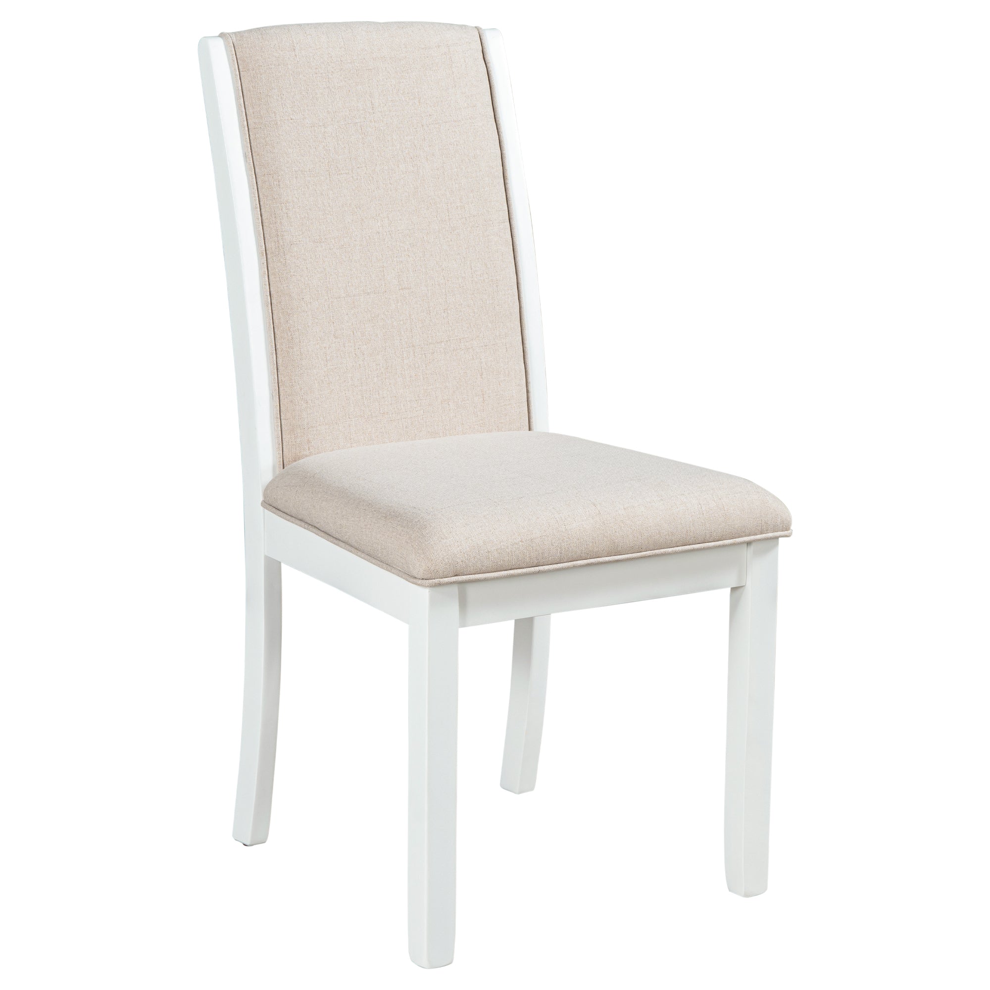 Farmhouse Wood Full Back Dining Chairs with Upholstered Cushions (Set of 4) - White+Cushion Beige