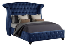 Elegant Queen Size Bed - Blue