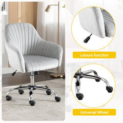 Modern Home Office Leisure Chair with Adjustable Velvet Height - Light Grey