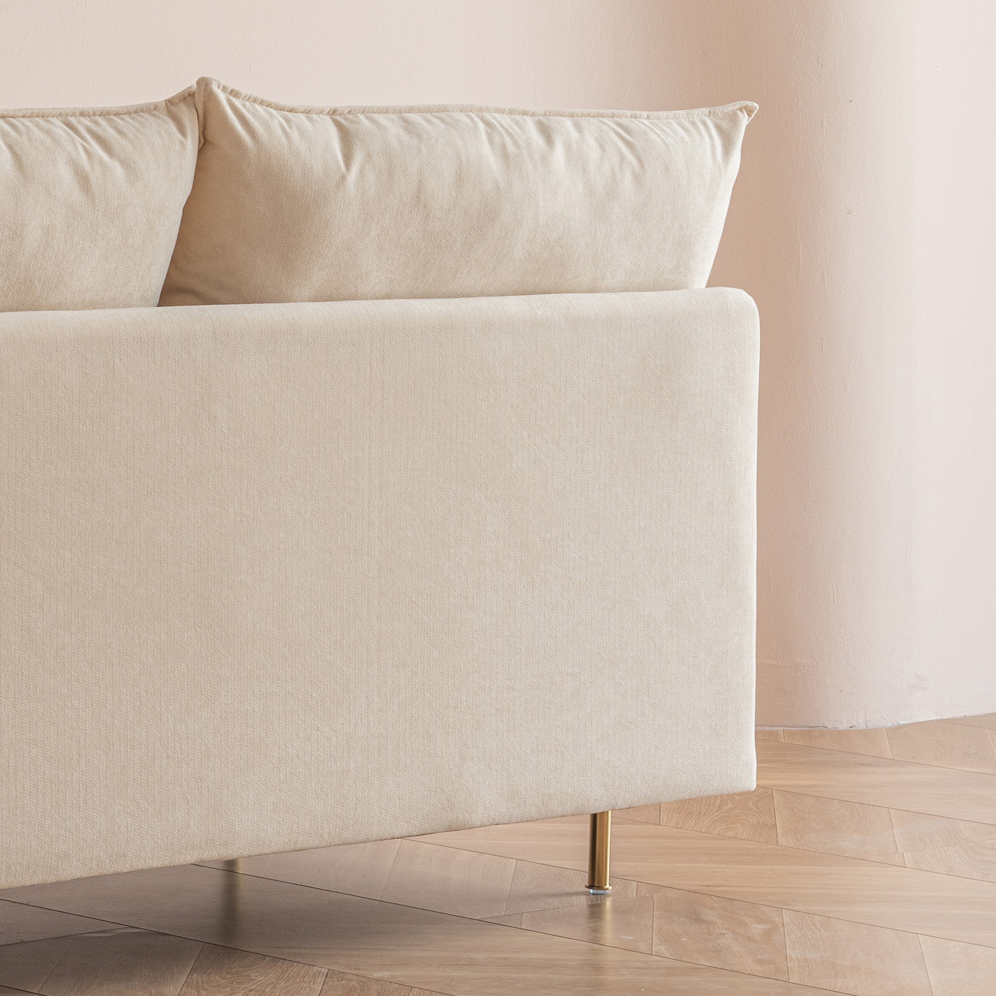 Modern Armless Loveseat Couch Armless Settee Bench - Beige Cotton Linen-59.8''