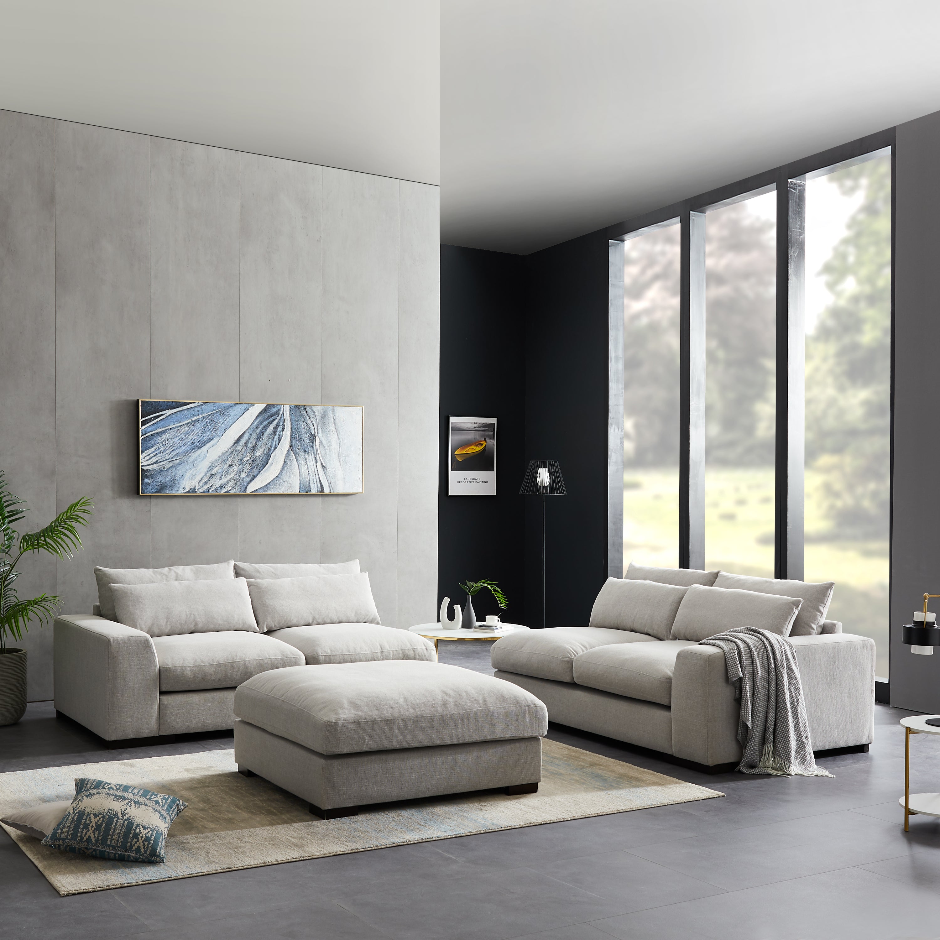 Cozy & Comfortable Sectional Sofa Light Grey