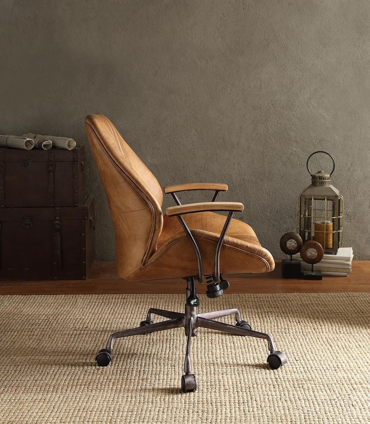 Vintage Office Chair, Top Grain Leather - Coffee