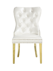 Modern Leatherette Dining Chairs II (Set of 2) - White and Gold