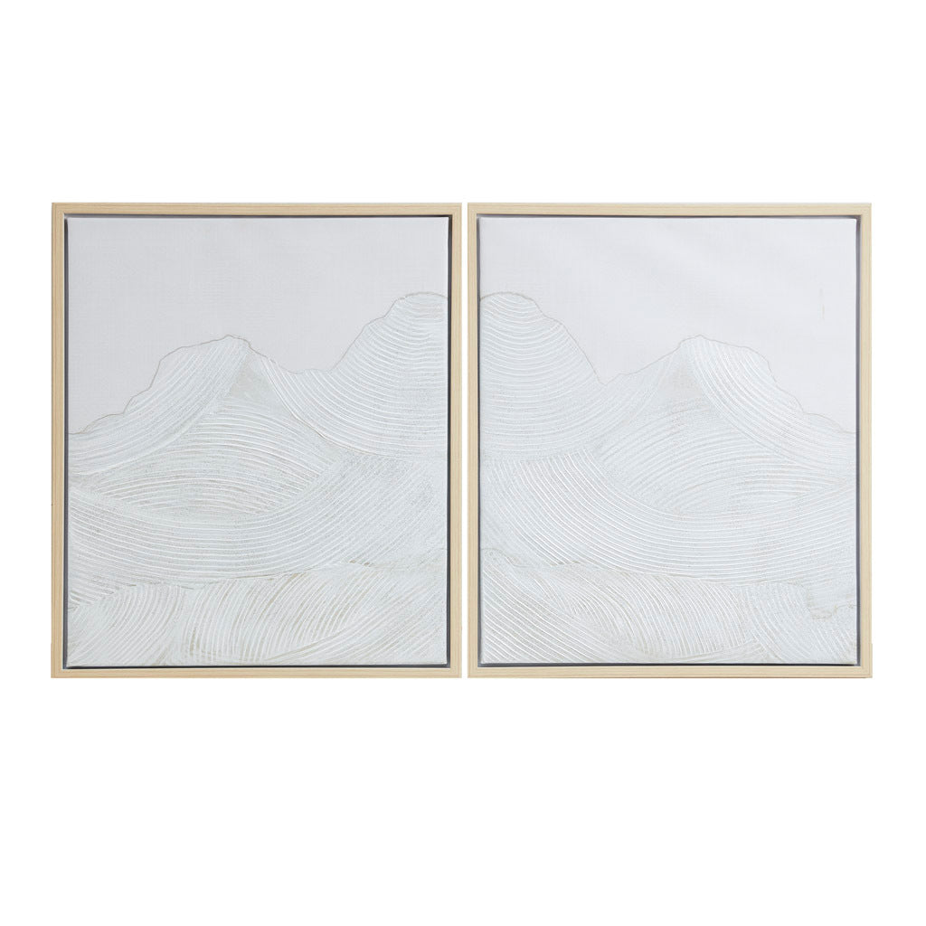 Desert Serenity Hand Embellished Abstract 2-piece Framed Canvas Wall Art Set - Ivory