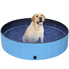 48" Foldable Dog Pool Pet Bath Pools Outdoor for Large Dogs - Blue