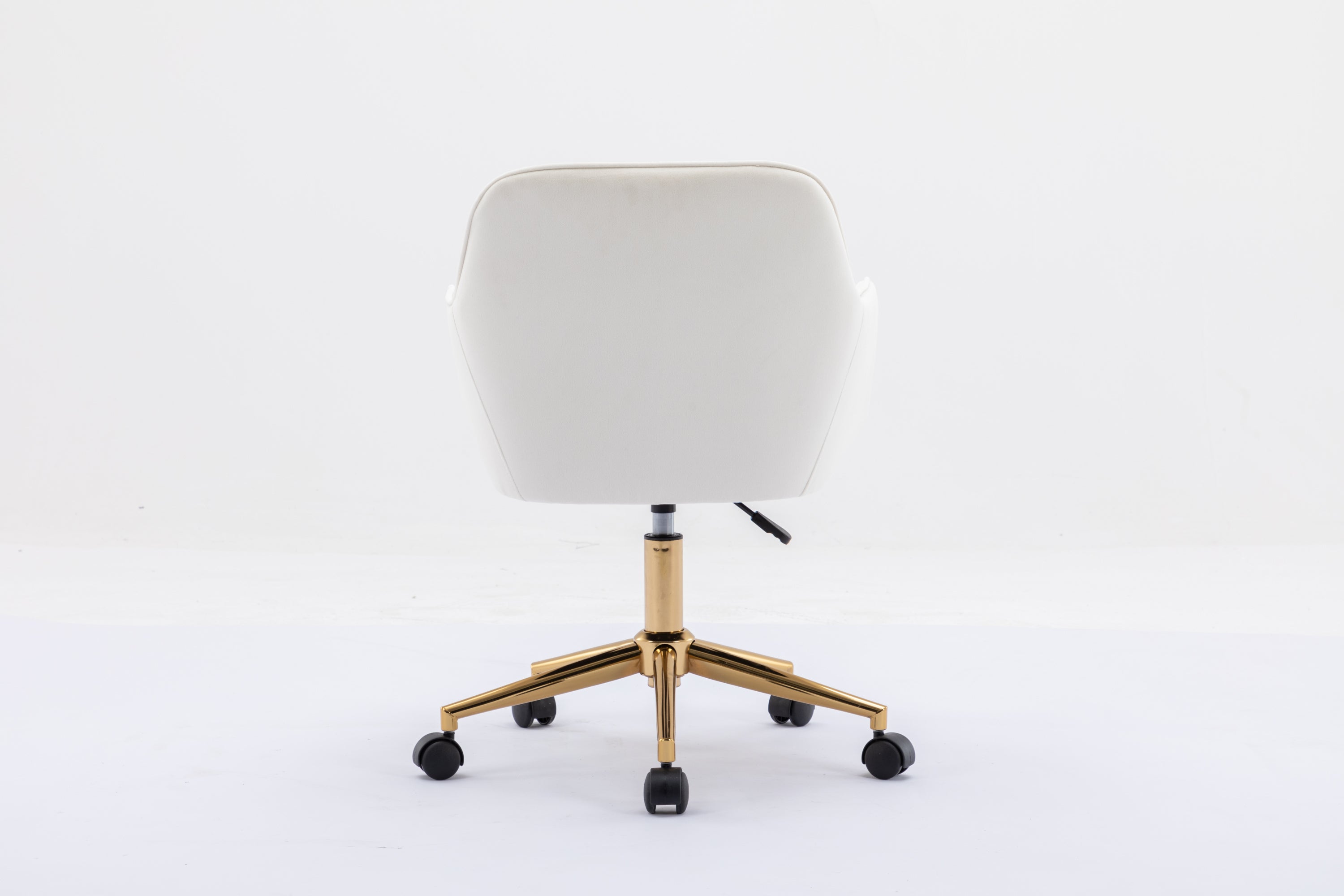 Modern Velvet Adjustable Height 360 revolving Home Office Chair with Gold Metal Legs - Ivory White