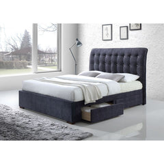 Elegant King Bed -  Dark Gray Fabric