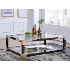 Lafty Coffee Table in White Brushed & Clear Glass