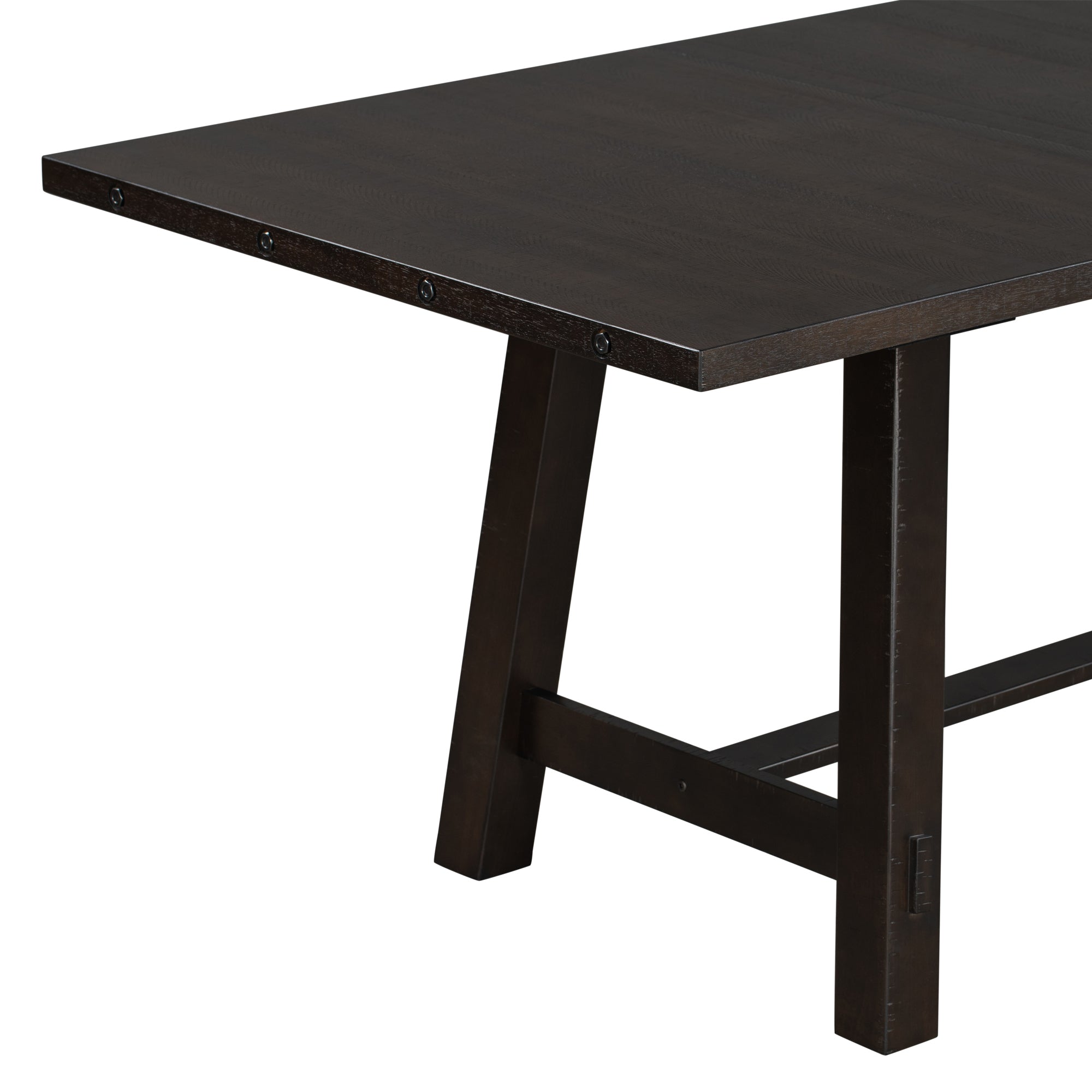 Retro Style Rectangular Dining Table Wood Extendable with 18" Leaf, Seats up to 8 - Espresso