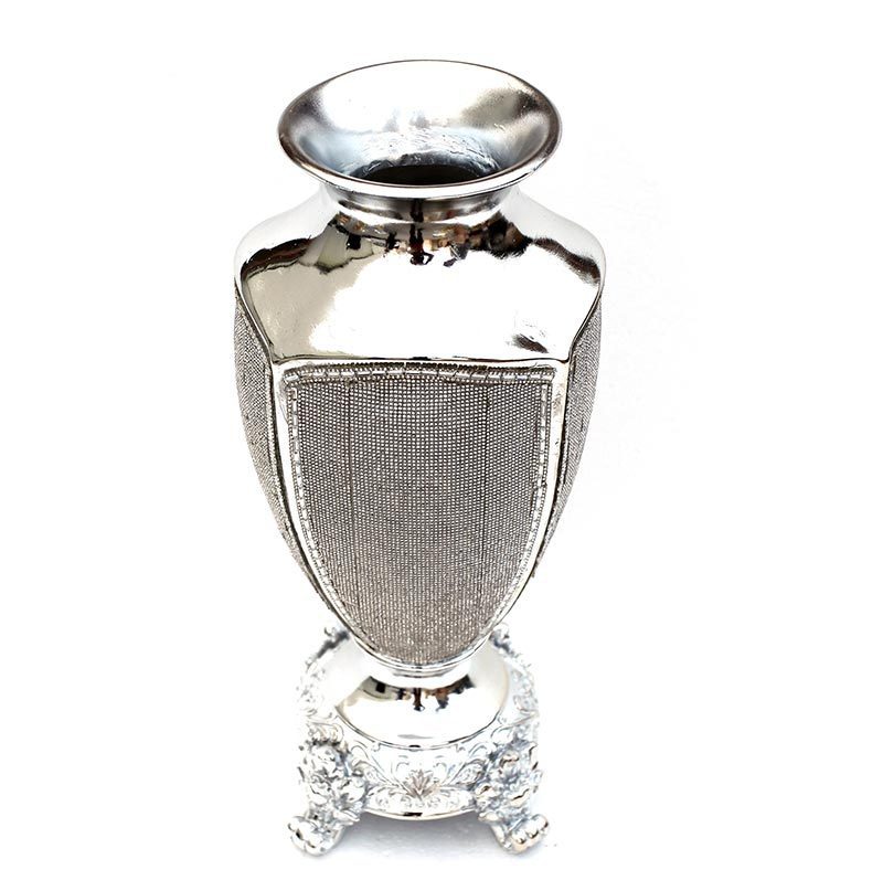 Ambrose Chrome Plated Crystal Embellished Ceramic Vase