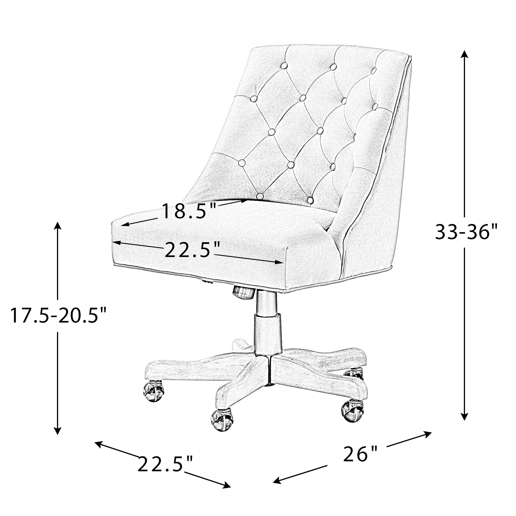 Modern Office Chair with Button Tufted - Ivory