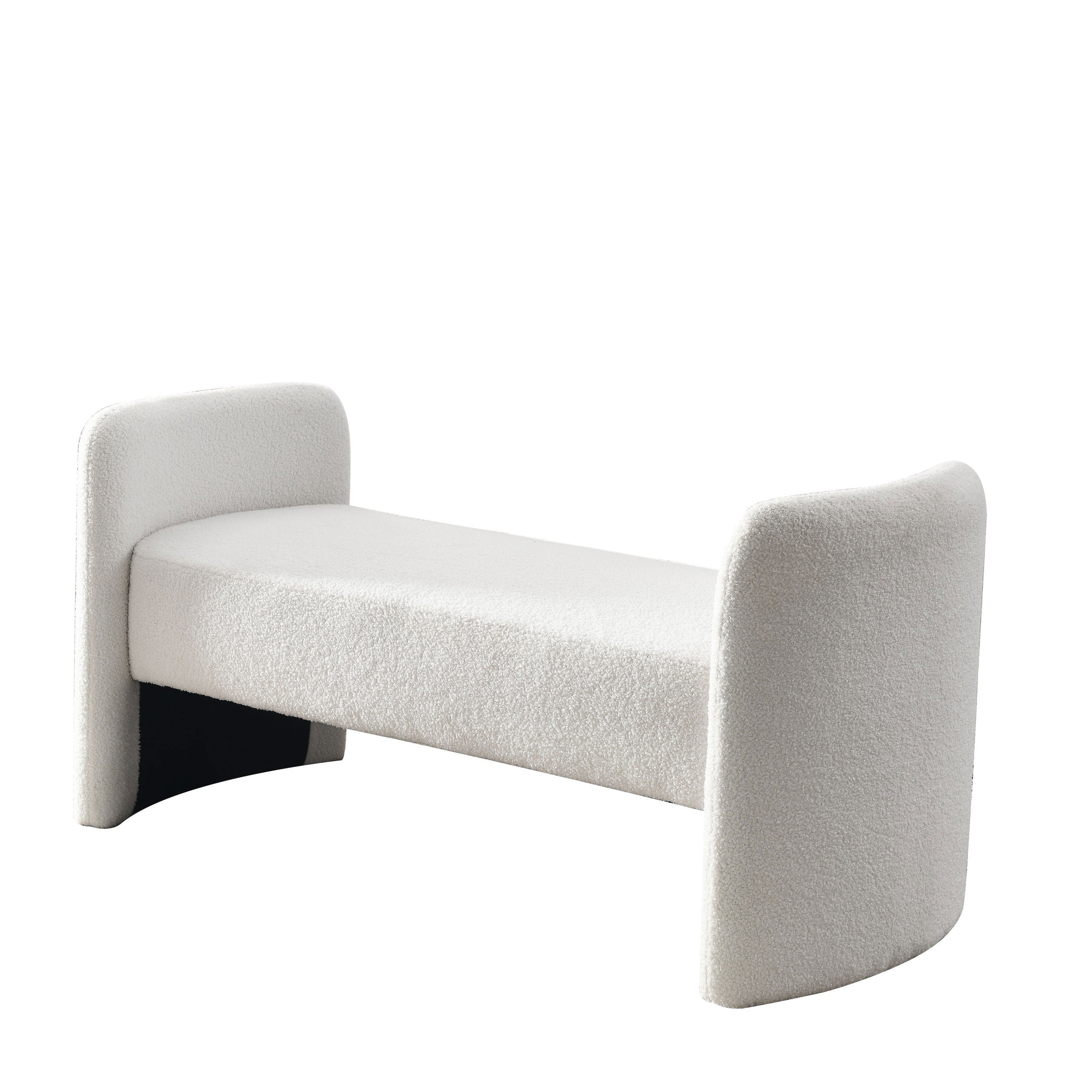 Contemporary Bench Design Ottoman 52" - Teddy White