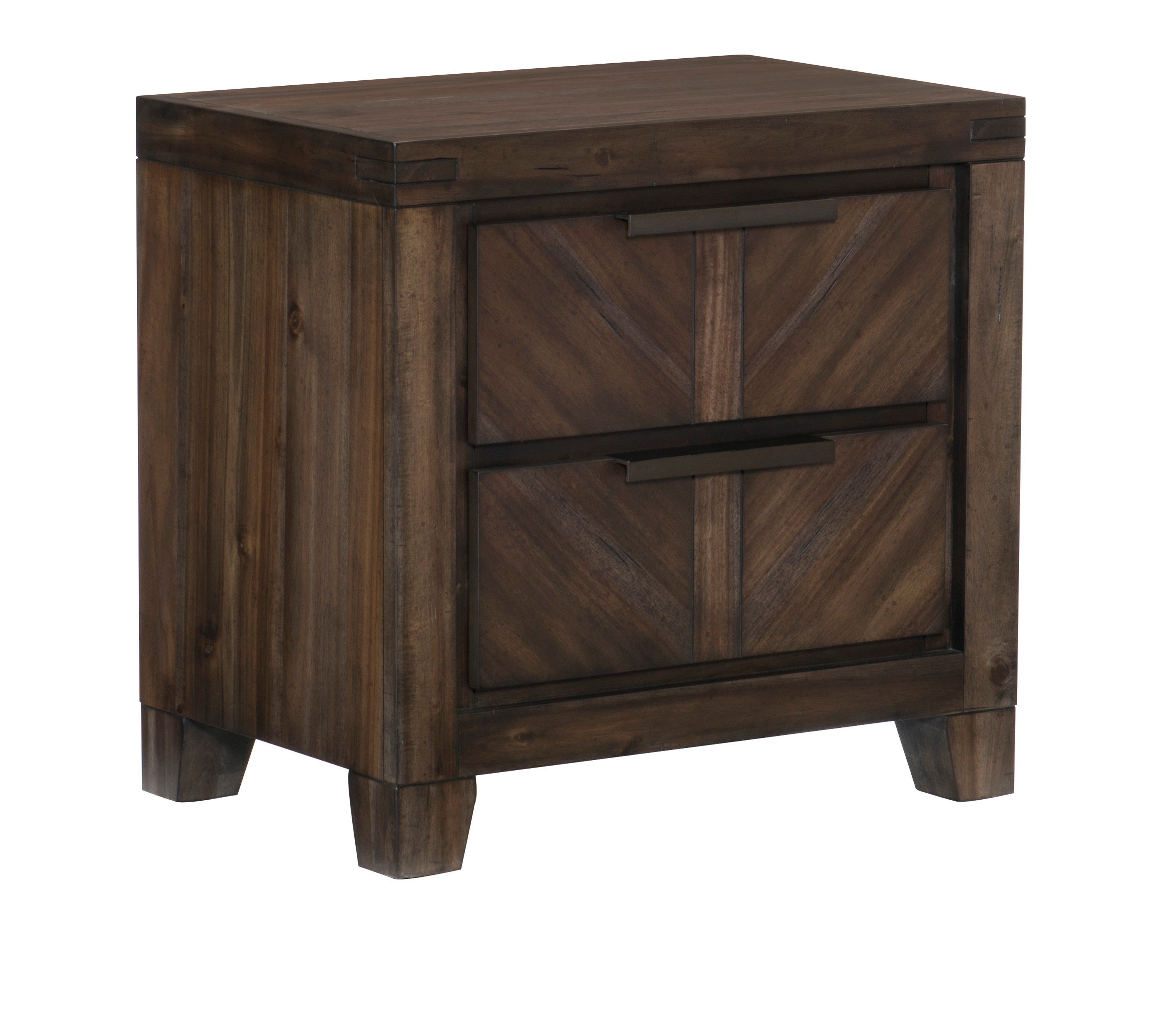 Modern-Rustic Design Wooden Nightstand - Distressed Espresso Finish